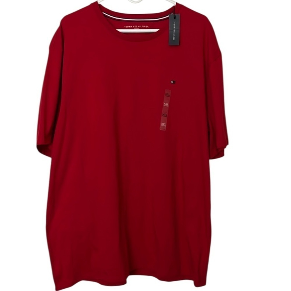 🆕 Tommy Hilfiger Mens Red Crewneck Short Sleeve T-Shirt Size XXL